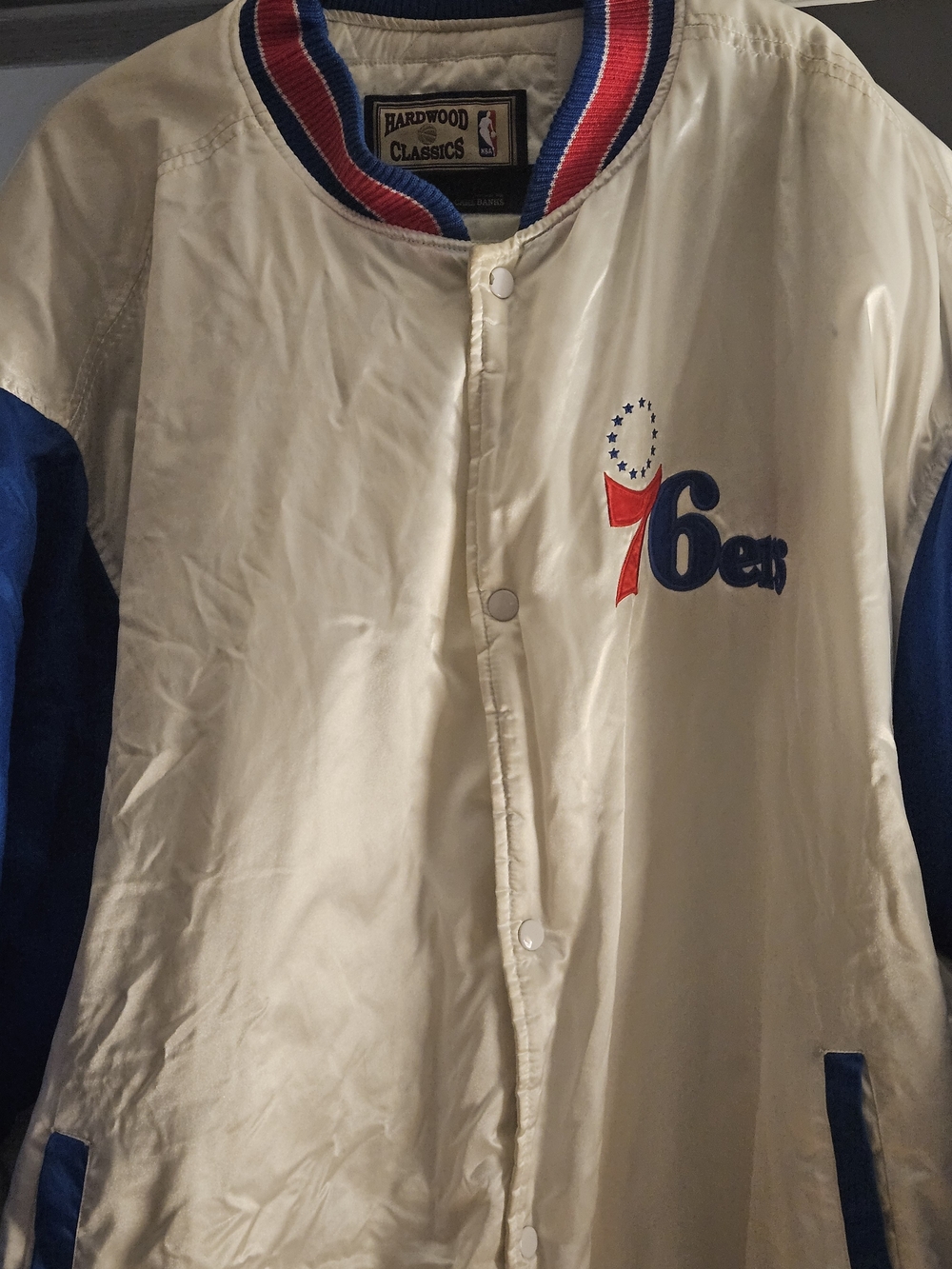 76ers White & Blue Satin Jacket